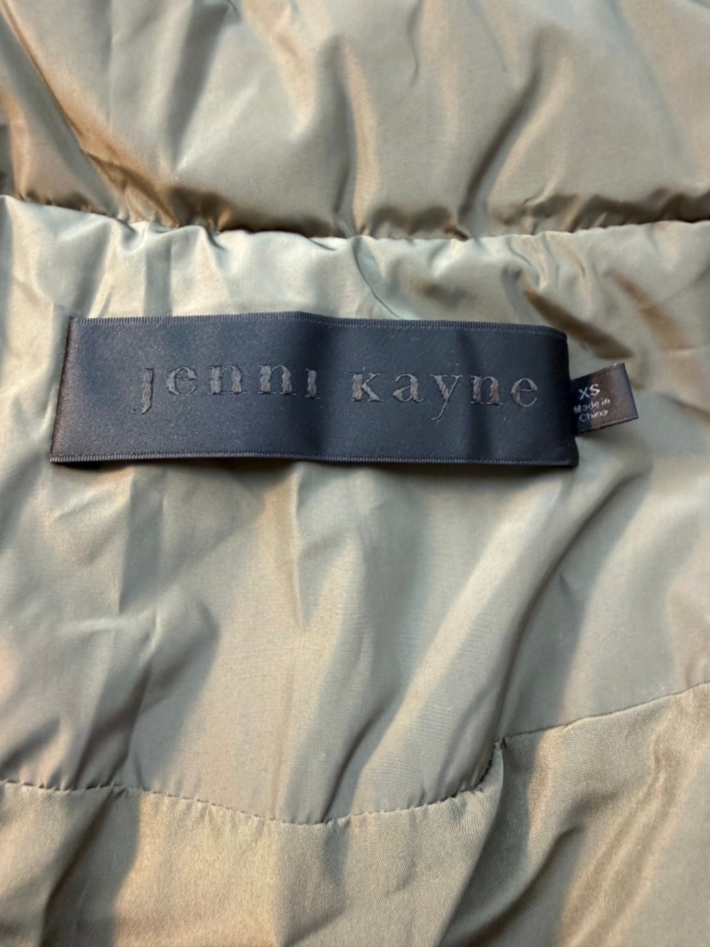Jenni Kayne Long Puffer Coat Olive Green Hooded Down Parka Size XS - Picture 9 of 10